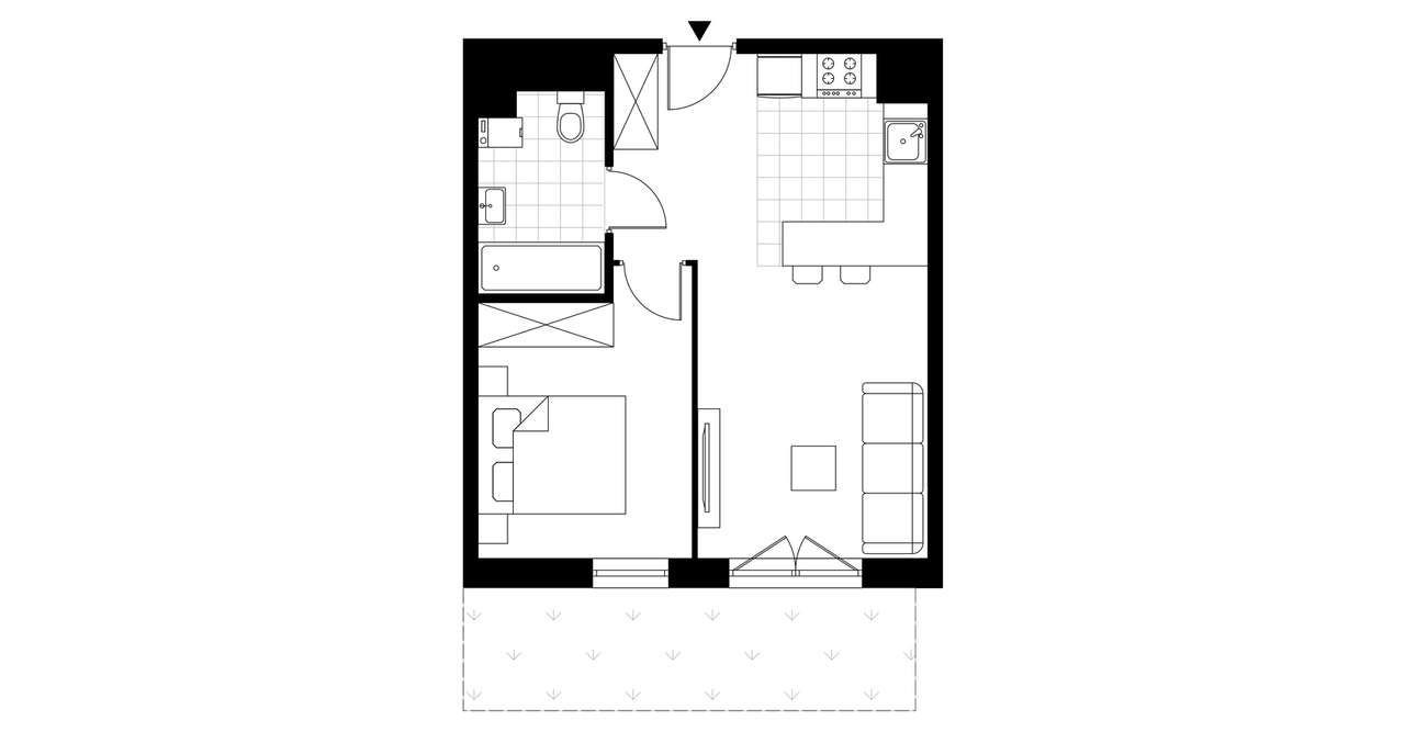 2-pokojowe mieszkanie 39m2 + ogródek - Pełny obrazek: 3/8