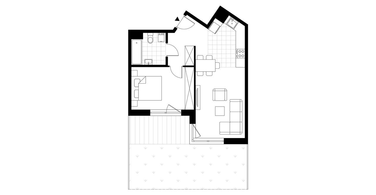 2-pokojowe mieszkanie 46m2 + ogródek - Pełny obrazek: 3/8