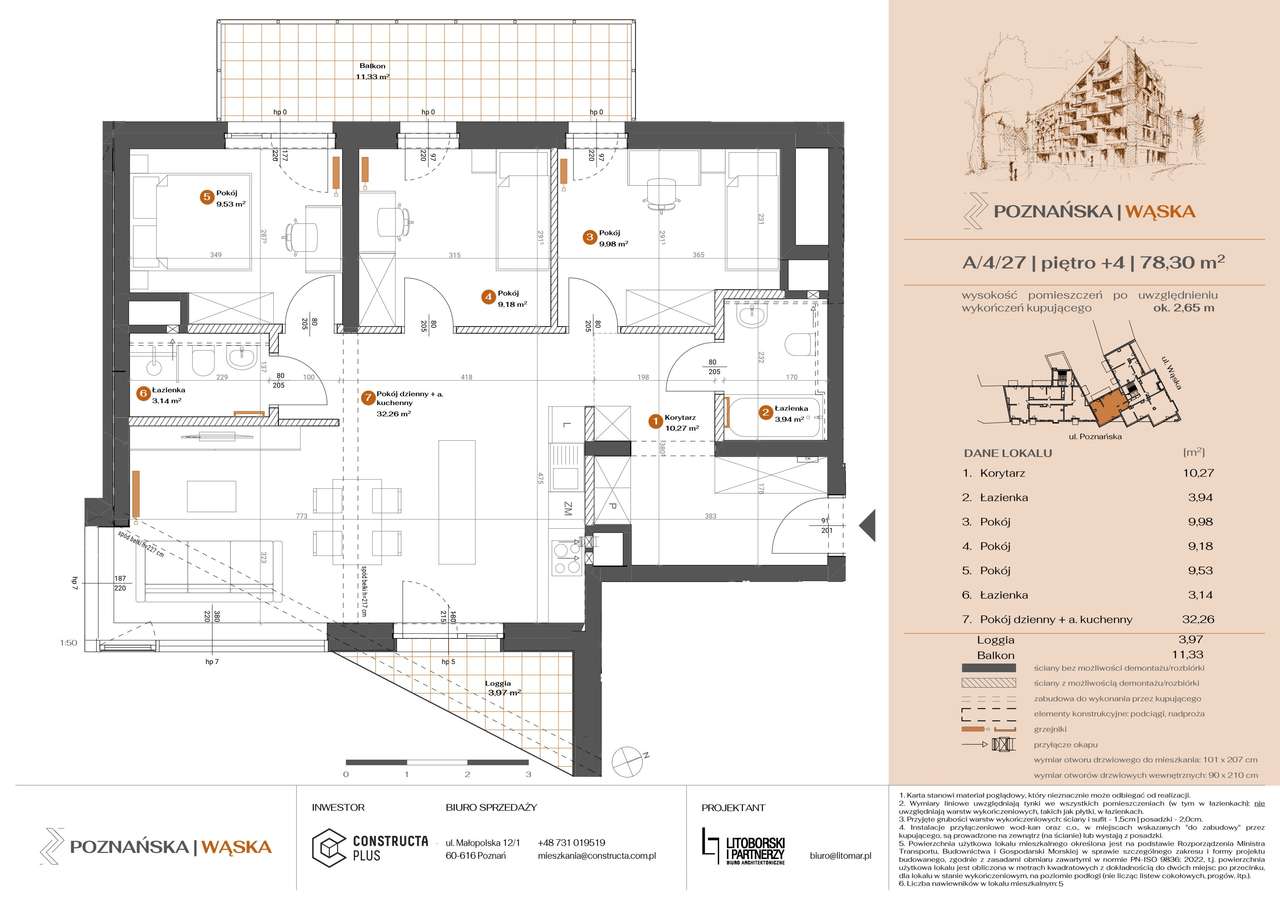 4-pokojowe mieszkanie 78m2 + balkon - Pełny obrazek: 2/7