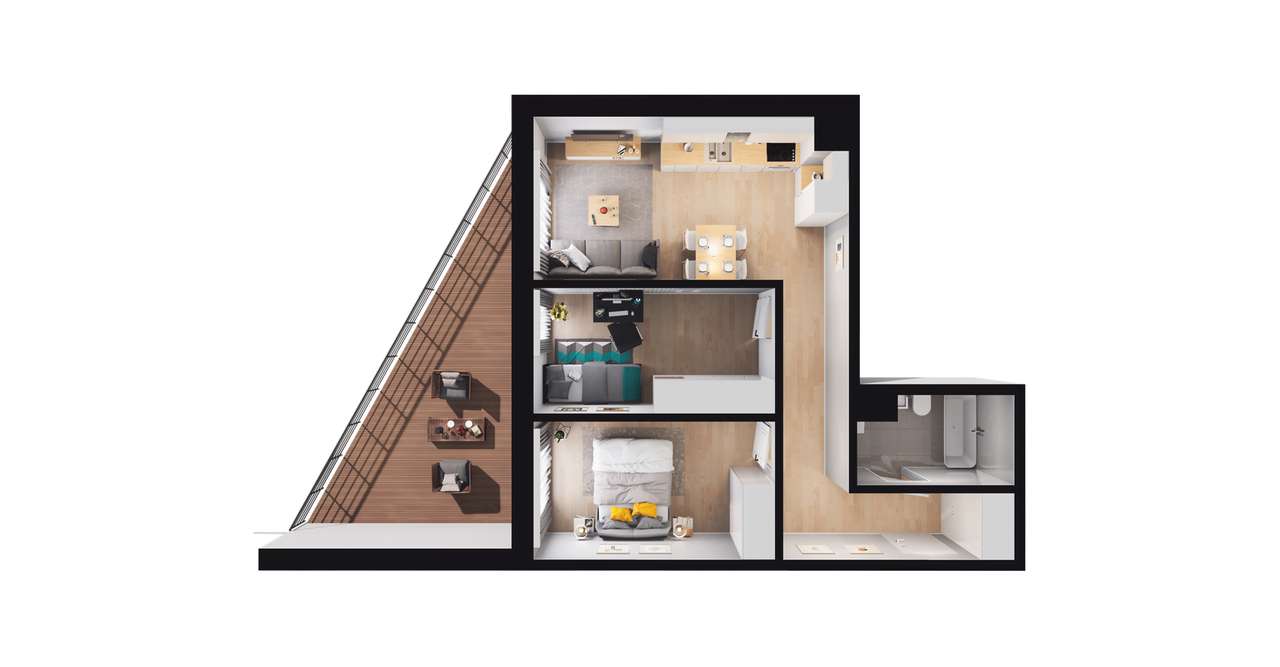 3-pokojowe mieszkanie 35m2 + loggia Bezpośrednio - Pełny obrazek: 2/8