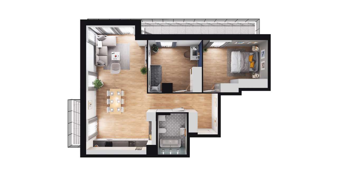 3-pokojowe mieszkanie 78m2 + 2 balkony - Pełny obrazek: 2/8