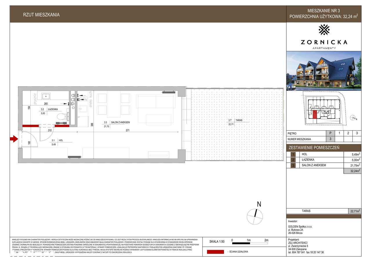 Apartamenty Zornicka  | 1-pok. | nr 3 - Pełny obrazek: 2/7