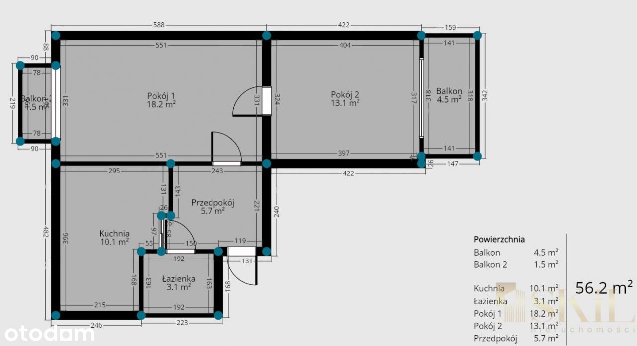 Długosza 2 pok 50,5 M 2 p. dwa balkony, do remontu