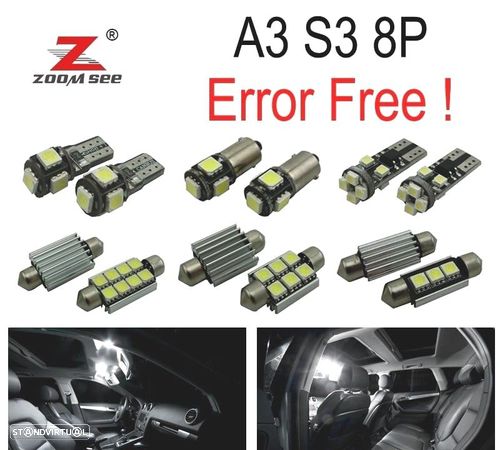 KIT COMPLETO DE 16 LÂMPADAS LED INTERIOR PARA AUDI A3 S3 8 P 2006 -2013 - 1