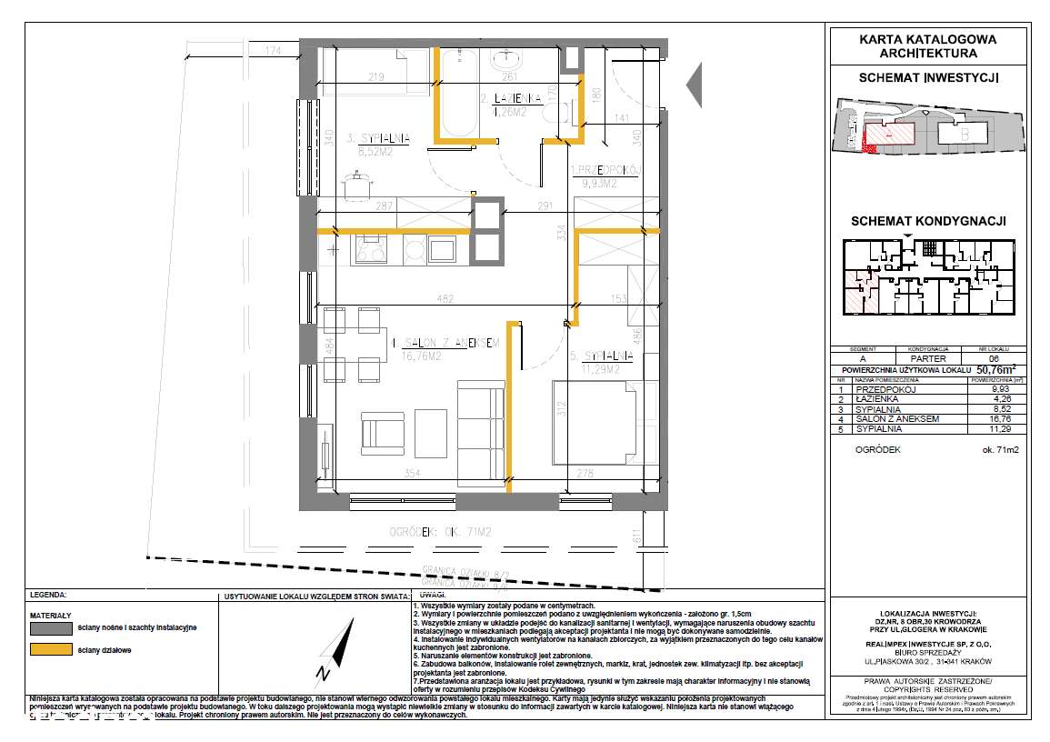 Glogera 32 | mieszkanie 3-pok. | M06 + ogródek - Pełny obrazek: 3/9