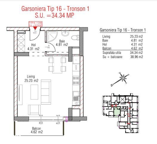 Garsoniera cu incalzire in pardoseala in zona Metalurgiei