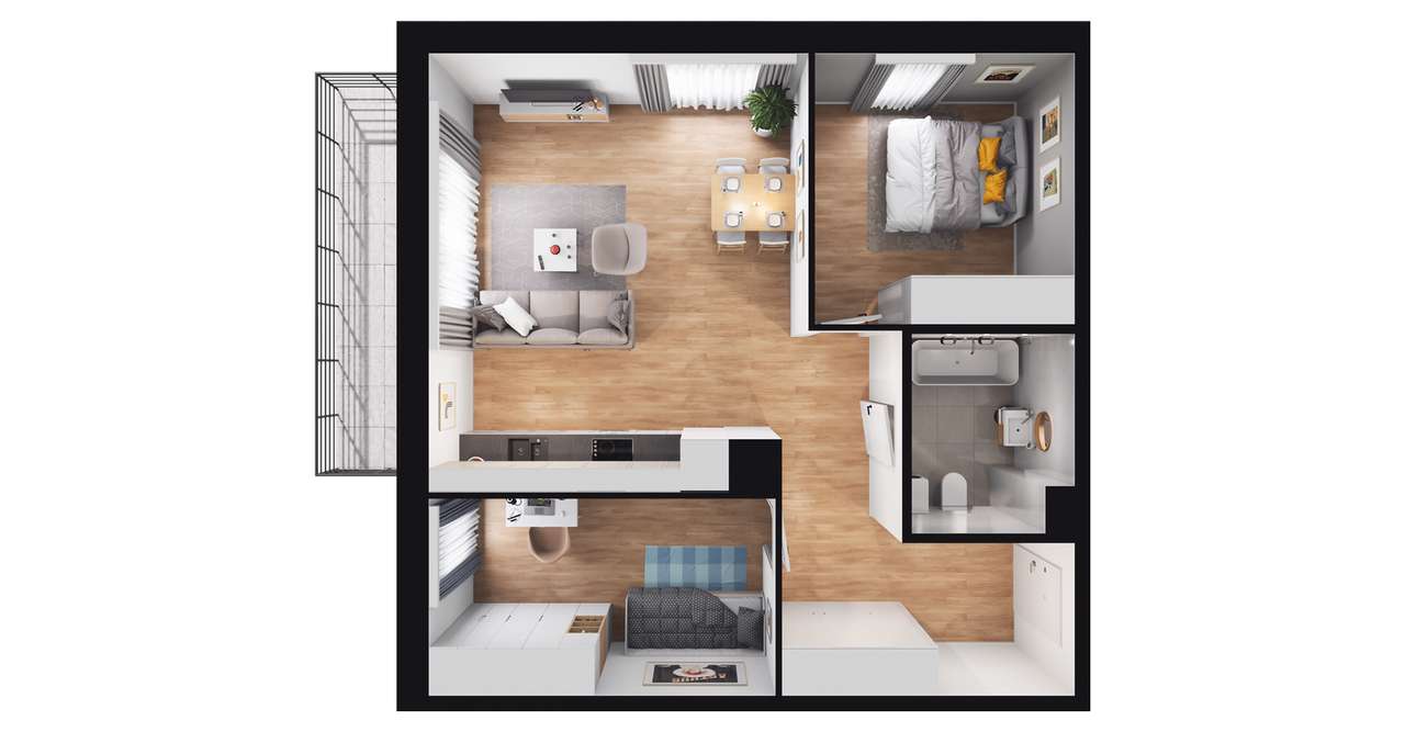 3-pokojowe mieszkanie 60m2 + balkon Bez Prowizji - Pełny obrazek: 2/8