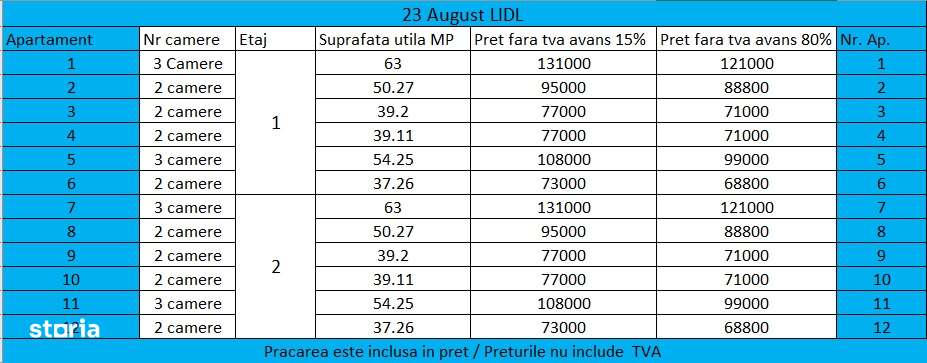 Apartament 3 camere | 23 August Lidl  Proiect nou Preturi promotionale-6