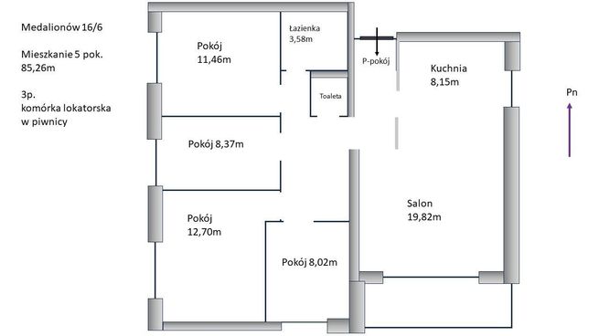 Mieszkanie 5 Pokoi 85,26 mkw Medalionów Wrotków