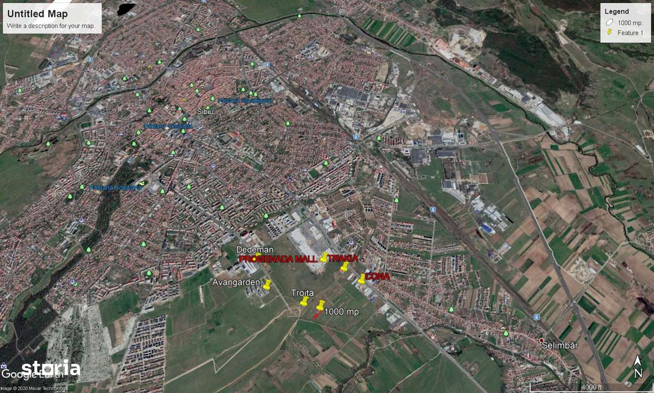 Vand teren  de investitie, 1000 mp., situat in zona Shopping City-3