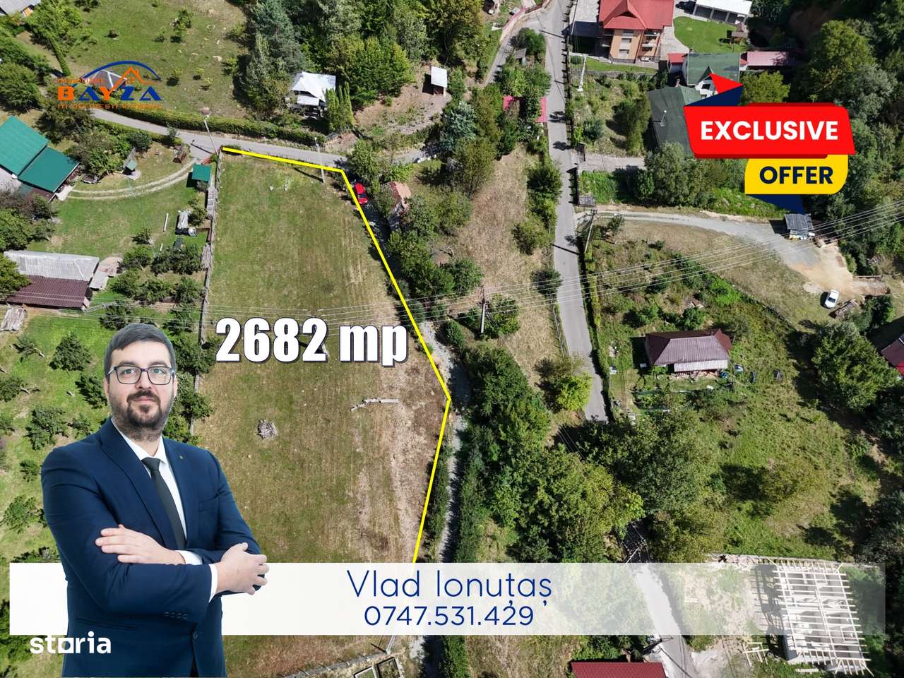 Firiza – Teren  2682 mp  autorizație de construire  priveliște superbă - Imagine principală: 1/7