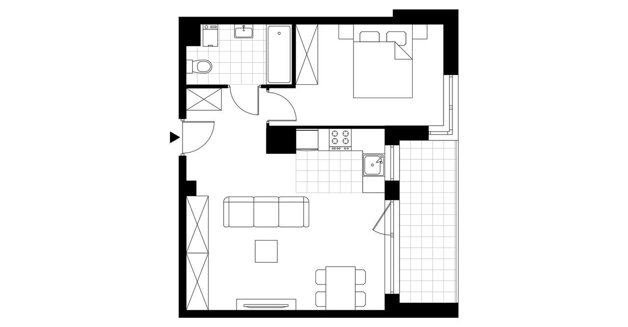 2-pokojowe mieszkanie 45 m² + loggia Bez Prowizji – pohled 4