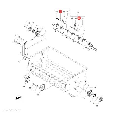 Tulejka noża sieczkarni zewnętrzna Massey Ferguson 7110386M1 Oryginał - 3