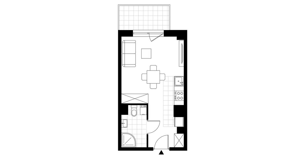 1-pokojowy apartament inwestycyjny 25m2 + balkon - Pełny obrazek: 3/8