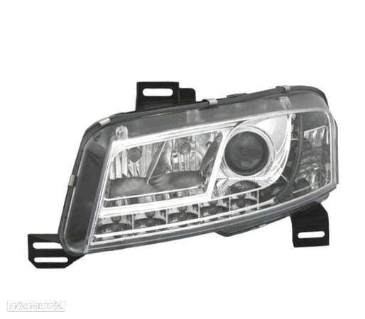 FARÓIS FRONTAIS LED LUZ DIURNA PARA FIAT STILO. FUNDO CROMADO - 2