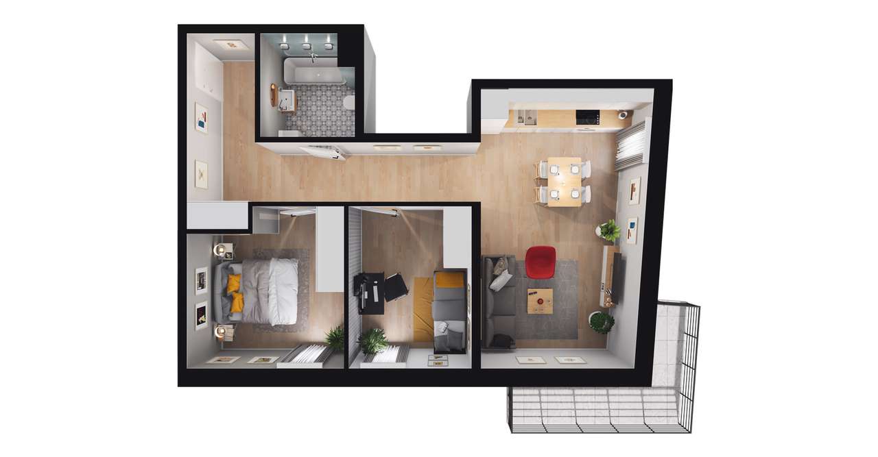 3-pokojowe mieszkanie 59m2 + balkon Bezpośrednio - Pełny obrazek: 3/8