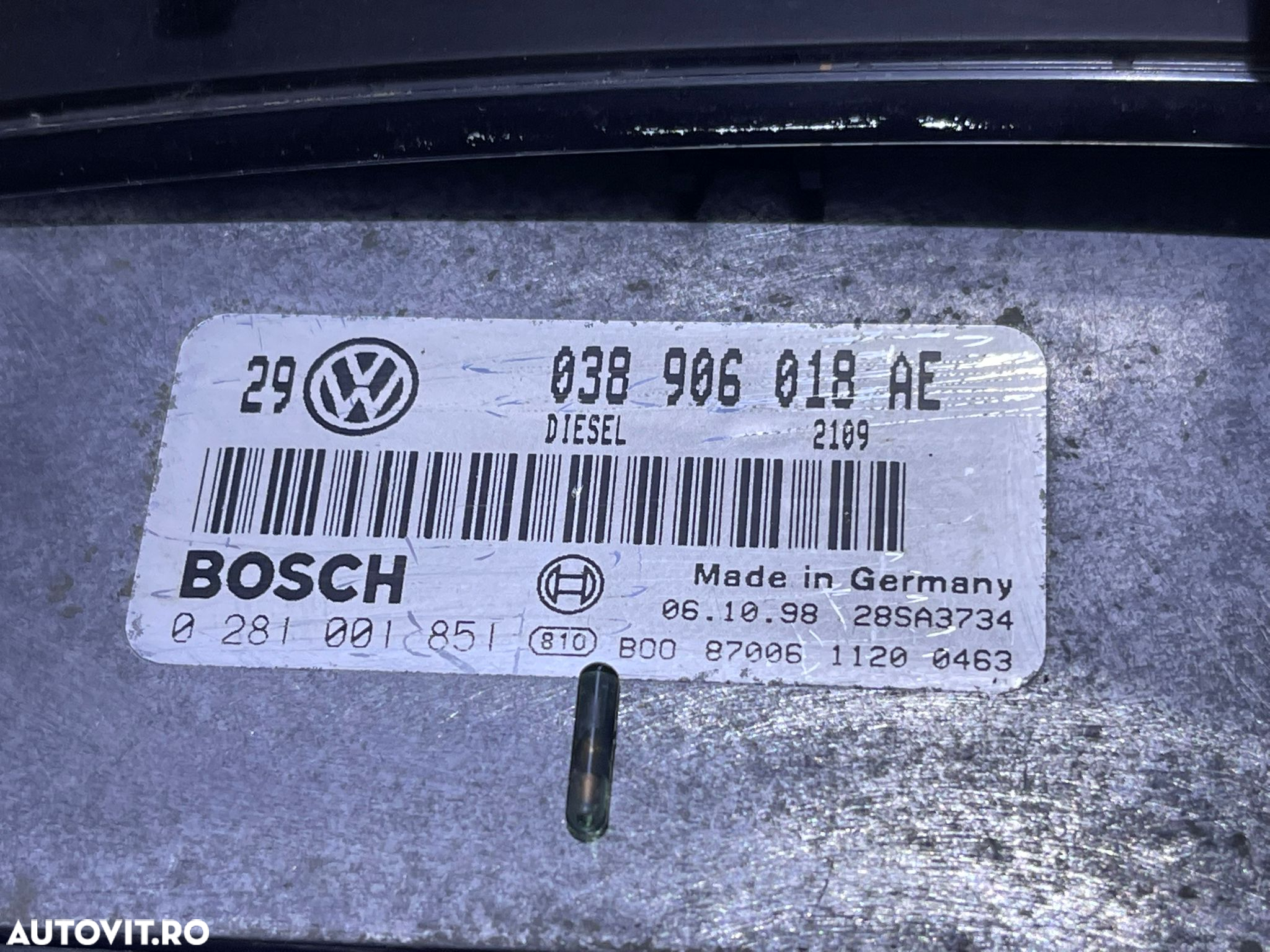 KIt Pornire ECU Calculator Motor Cip Cheie Imobilizator Volkswagen Bora 1.9 TDI ALH 1999 - 2005 Cod 038906018AE 0281001851 - 5