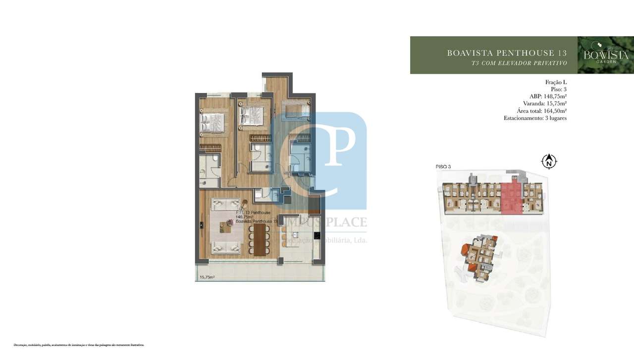 Apartamento T3 com varanda no Empreendimento Boavista Garden-16