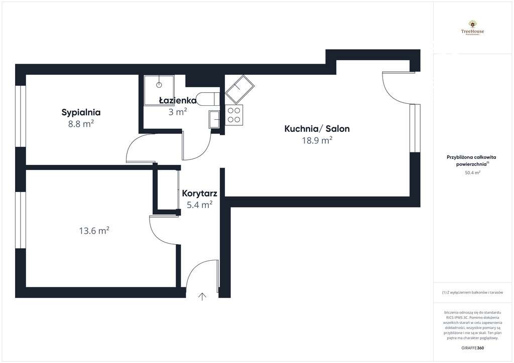 Trzypokojowe mieszkanie na ul. Grunwaldzkiej-17