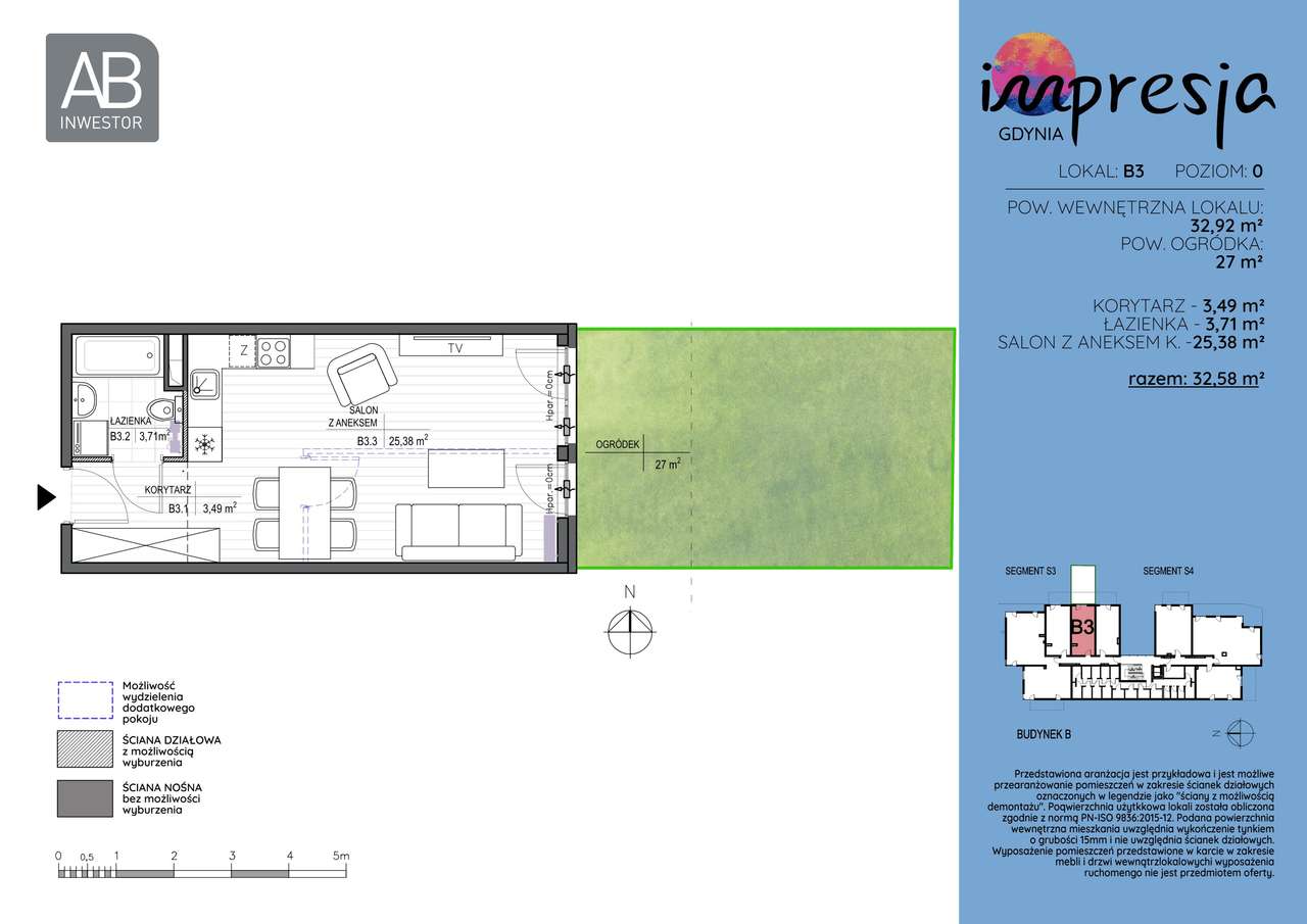 1-pokojowe mieszkanie 32m2 + ogródek Bez Prowizji - Pełny obrazek: 2/7