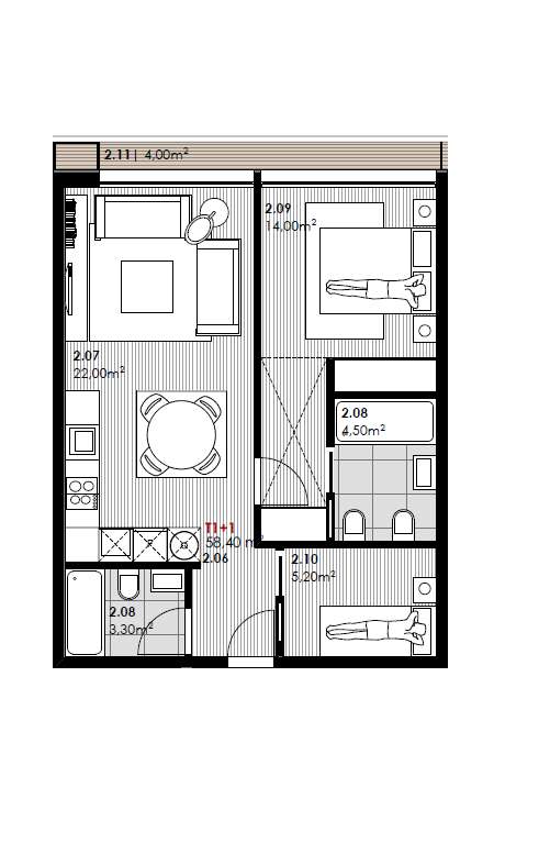 Apartamento T1+1 com varanda em Canidelo-19