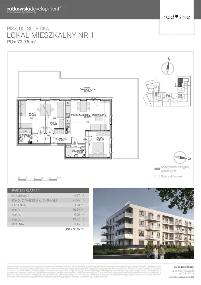 4-pokojowe mieszkanie 72m2 + taras Bez Prowizji - Pełny obrazek: 2/5