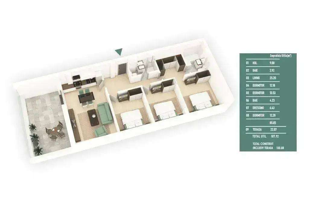 Apartament 4 camere / 2 bai / terasa / 9 Min metrou Nicolae Teclu-5