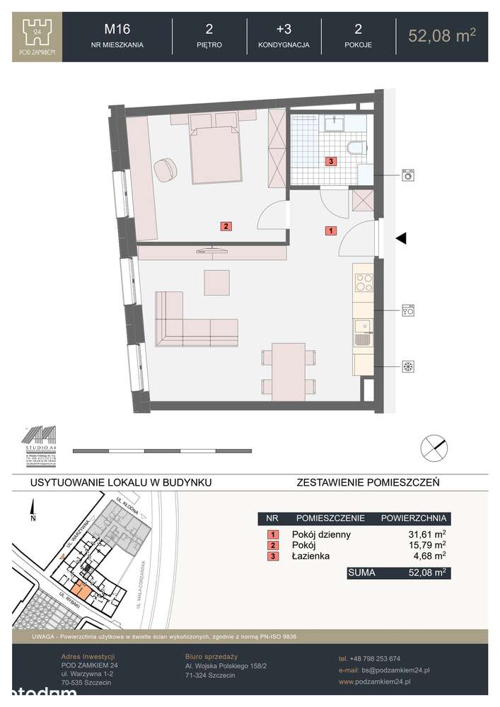 2-pokojowe mieszkanie 52m2 Bez Prowizji - Pełny obrazek: 2/7