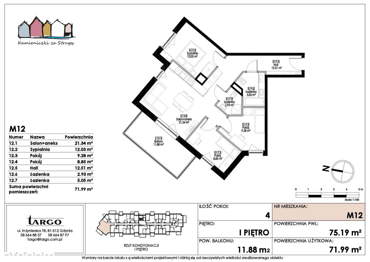 4-pokojowe mieszkanie 71m2 + balkon - Pełny obrazek: 2/7