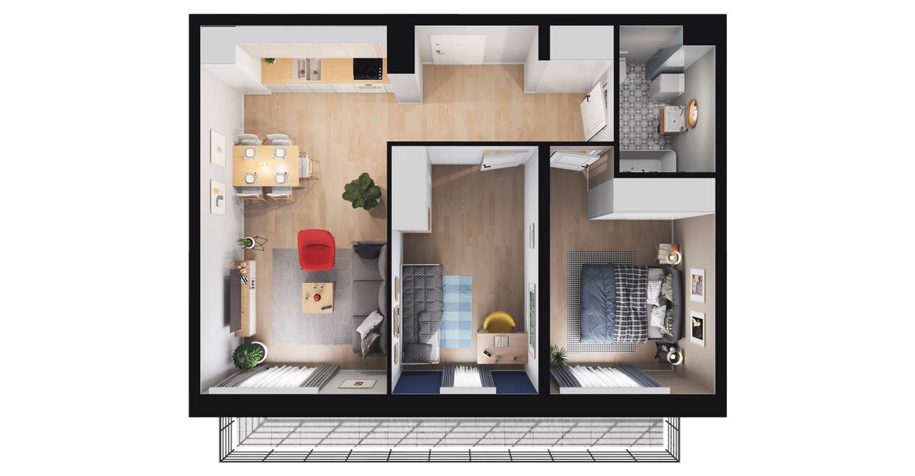 3-pokojowe mieszkanie 52m2 + balkon Bez Prowizji - Pełny obrazek: 2/8