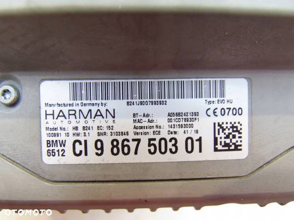 RADIO NAWIGACJA NAVI HARMAN BMW F30 F31 9867503 - 3