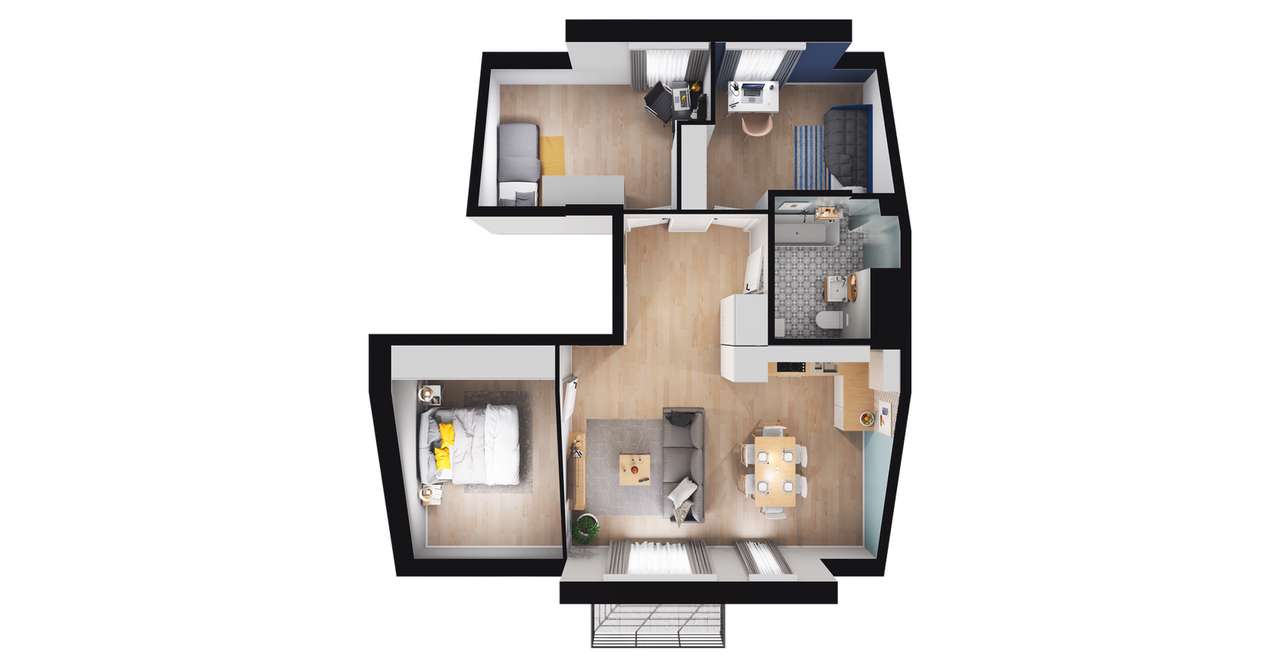 4-pokojowe mieszkanie 56m2 + balkon Bezpośrednio - Pełny obrazek: 2/8