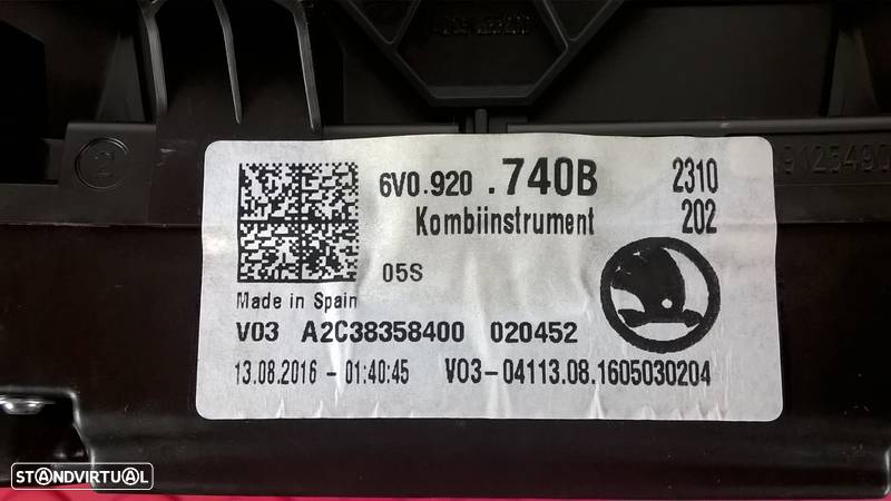 Quadrante - 6V0920740B / A2C38358400 [Skoda Fabia III NJ3] - 3