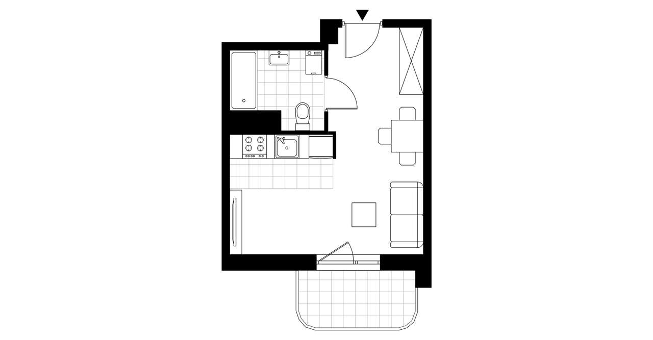 1-pokojowe mieszkanie 25m2 + balkon - Pełny obrazek: 3/8