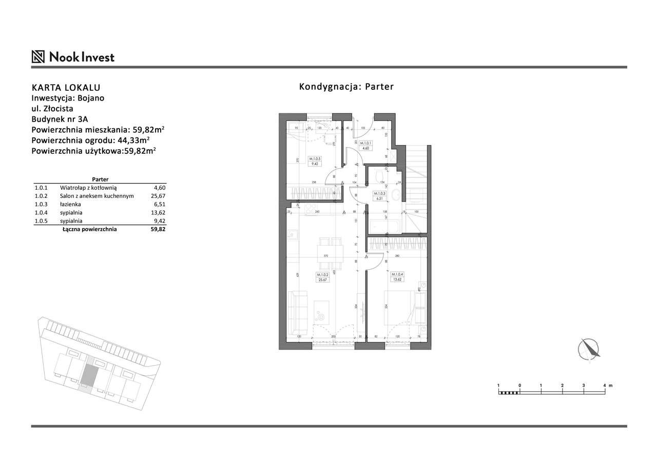 3-pokojowe mieszkanie 59m2 + ogródek Bez Prowizji - Pełny obrazek: 2/7