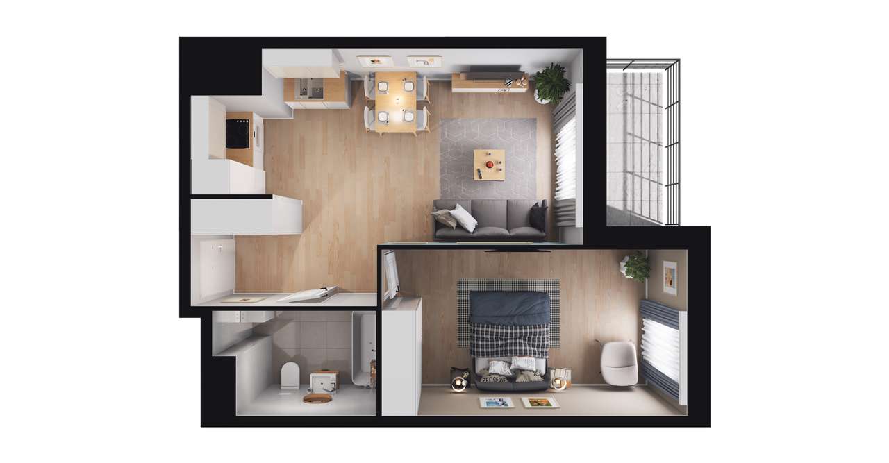 Panoramiqa | mieszkanie 2-pok. | D.14.005 - Pełny obrazek: 3/9