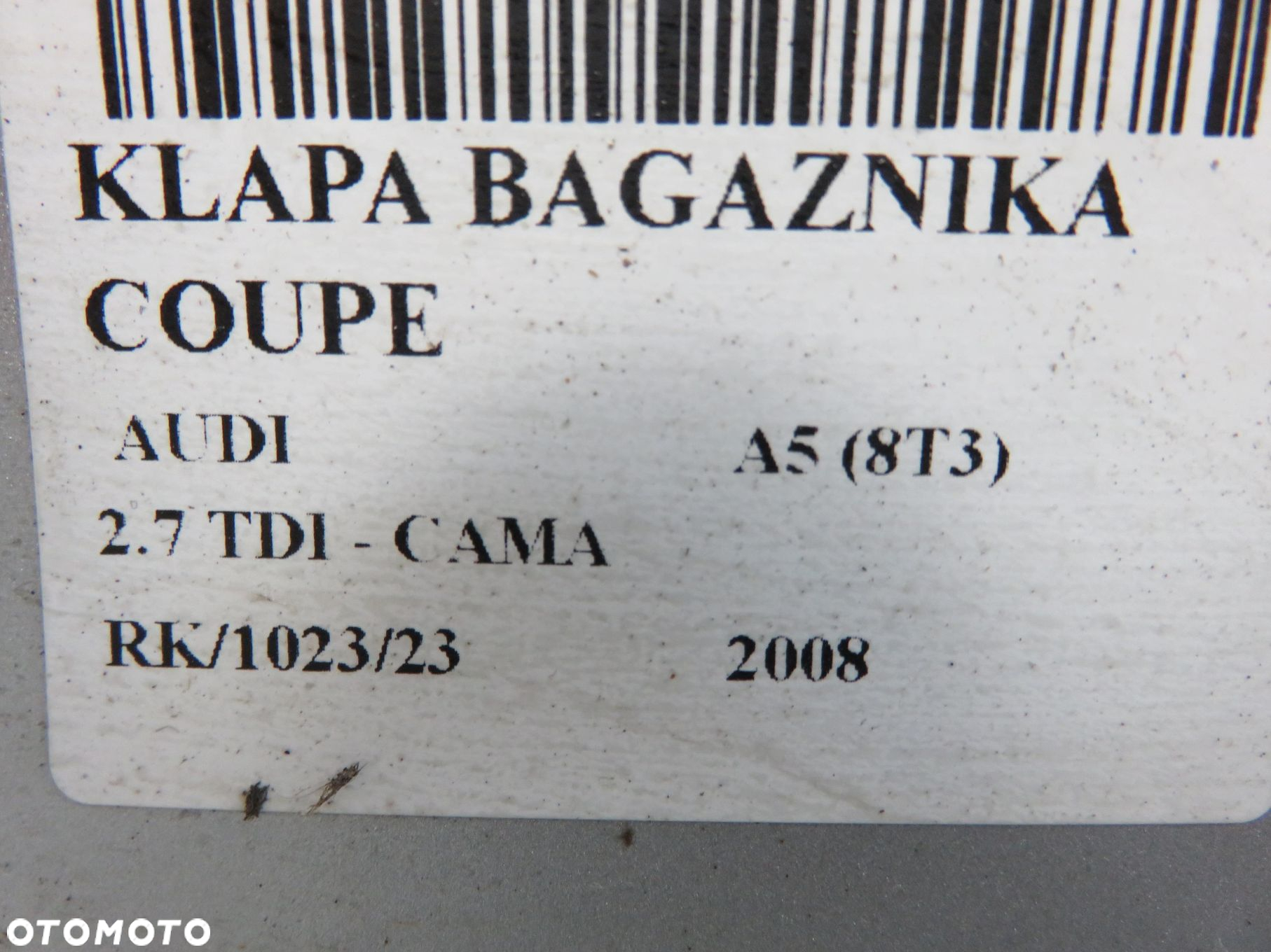 KLAPA BAGAZNIKA AUDI A5 (8T3) COUPE LX7W - 3