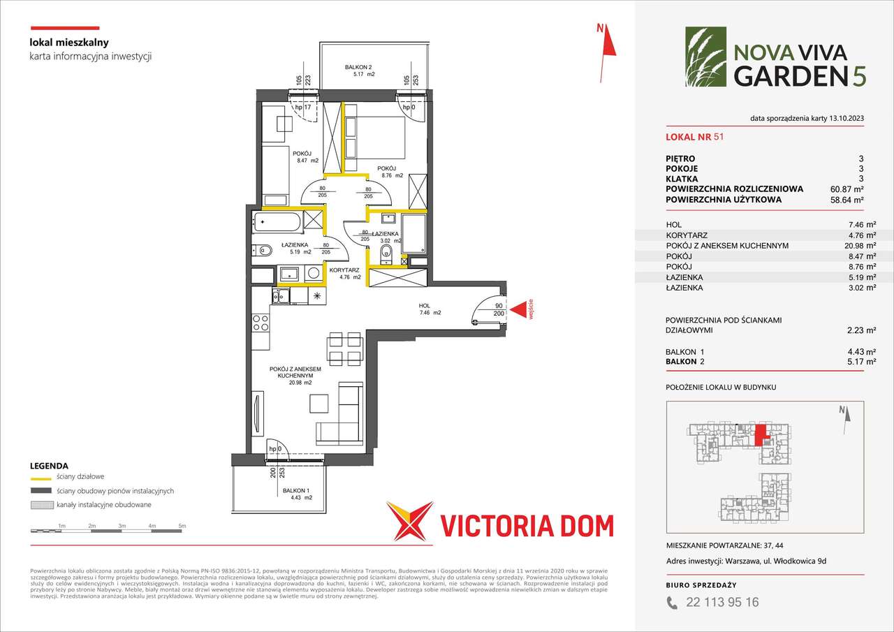 3-pokojowe mieszkanie 59m2 + 2 balkony - Pełny obrazek: 2/9