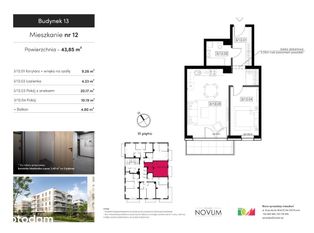 2-pokojowe mieszkanie 43,85m2 + balkon