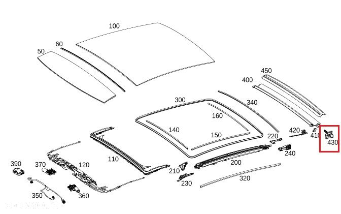 MERCEDES GLE Wspornik rolety dachu panoramicznego - 3