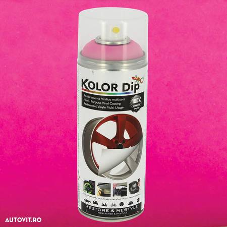Spray vopsea cauciucata Kolor Dip Roz Fluorescent 400ml - 2