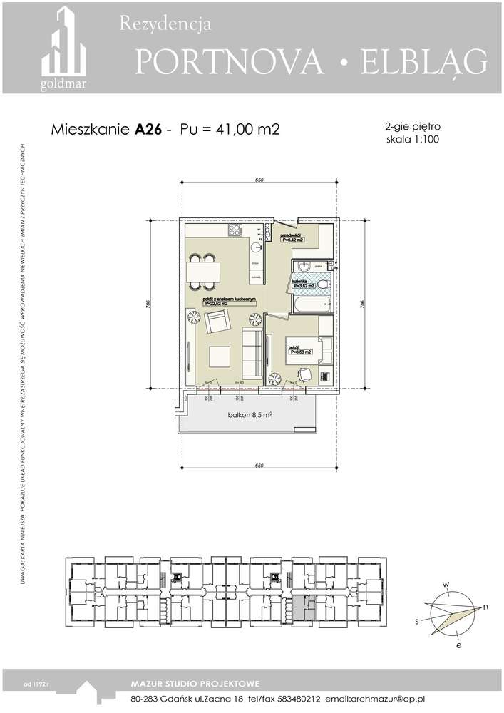 2-pokojowe mieszkanie 41m2 + balkon Bezpośrednio - Pełny obrazek: 2/7