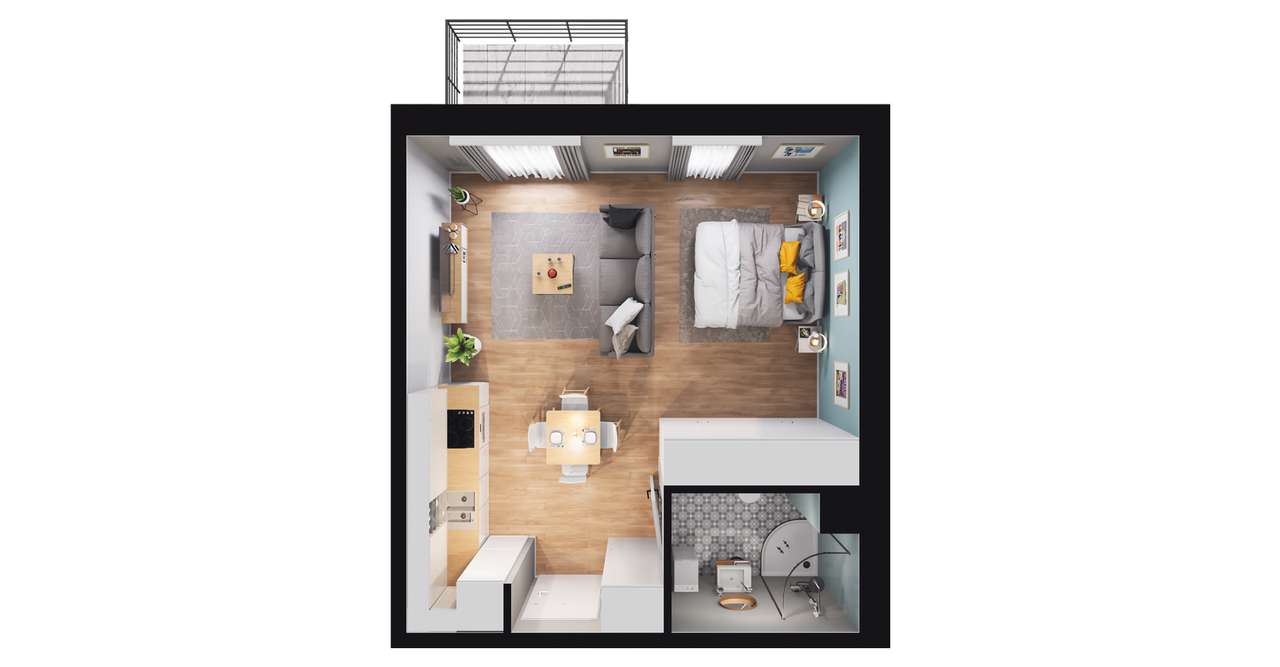 1-pokojowe mieszkanie 35m2 + balkon Bez Prowizji - Pełny obrazek: 2/8