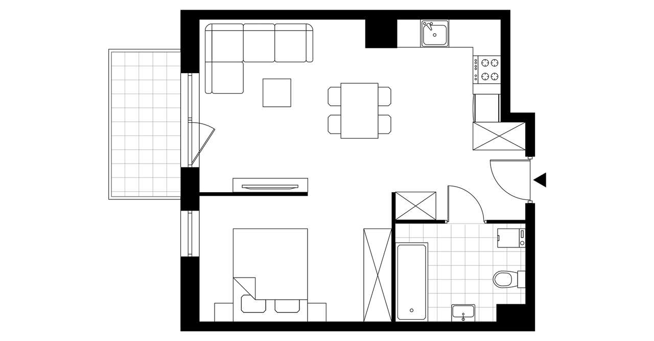 1-pokojowy apartament inwestycyjny 41m2 + balkon - Pełny obrazek: 3/8