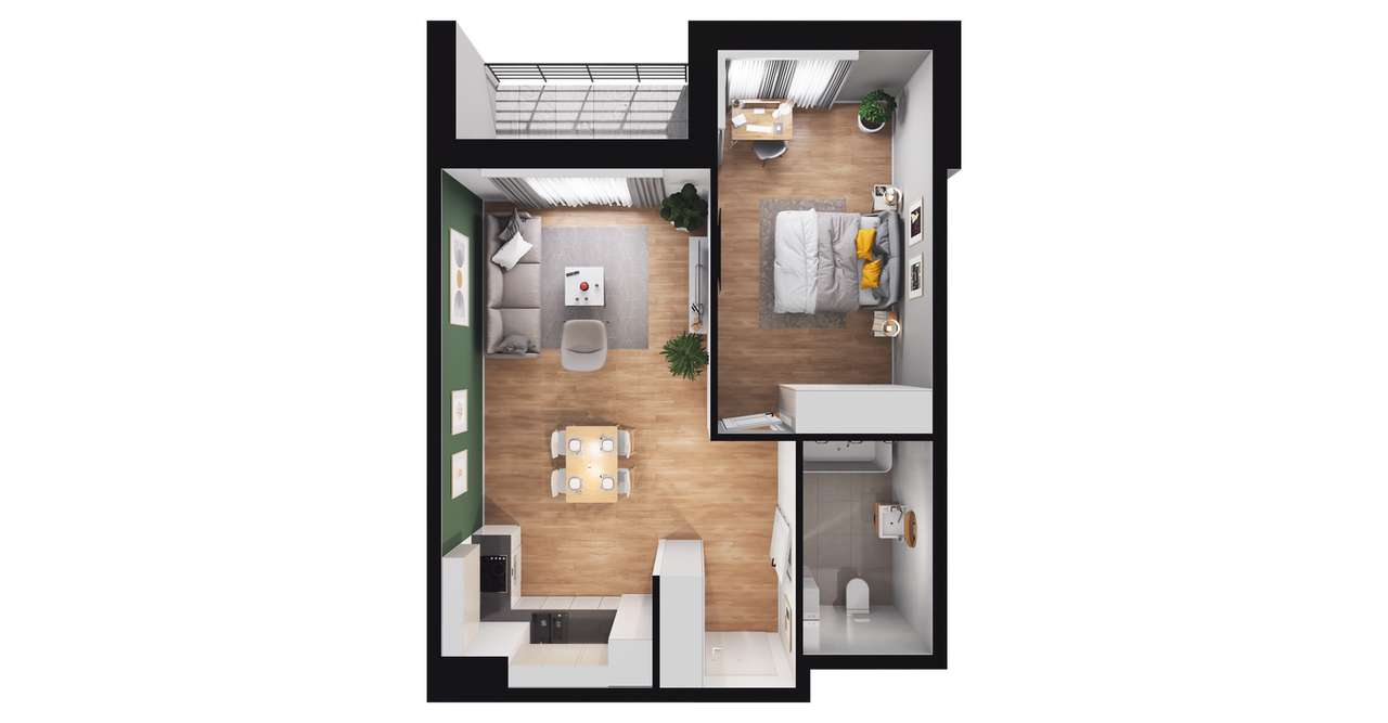 2-pokojowe mieszkanie 48m2 + loggia Bez Prowizji - Pełny obrazek: 2/8