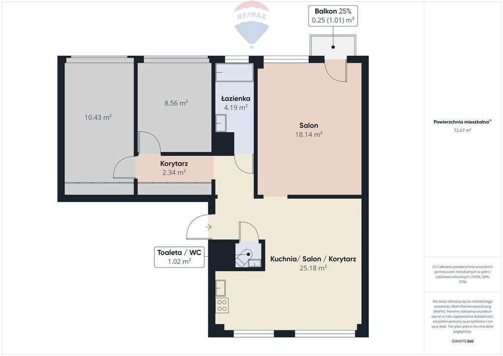 Mieszkanie 3 pokoje | 72,8 m2 Olsztyn, Podgrodzie - Pełny obrazek: 4/20