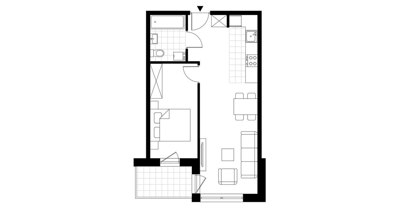 2-pokojowe mieszkanie 42m2 + loggia Bezpośrednio - Pełny obrazek: 3/7