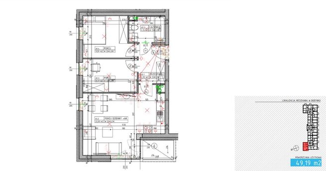 Mieszkanie 49,19 m2 + piwnica 1,45 m2 + parking