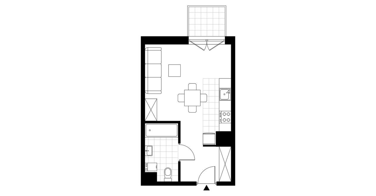 1-pokojowe mieszkanie 27m2 + balkon Bez Prowizji - Pełny obrazek: 3/8