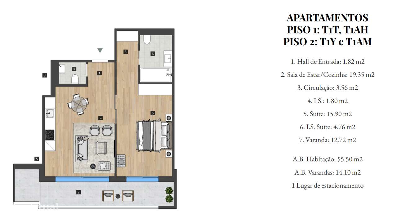 Apartamento T1 em venda na Herdade Real de Santiago-12